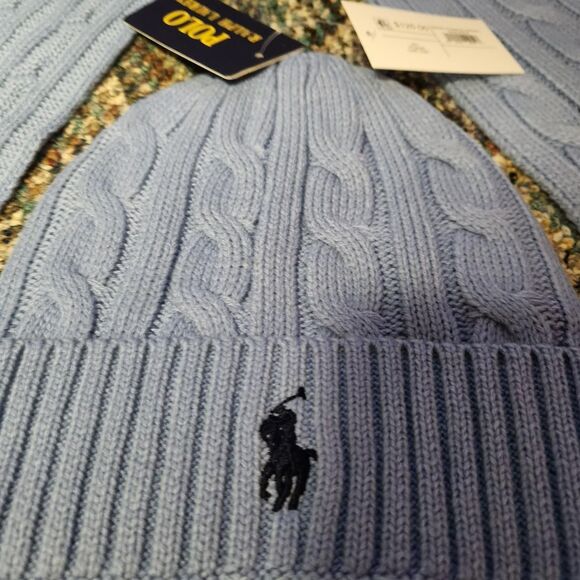 Polo Ralph Lauren Baby Blue Scarf and Beanie Set - Picture 4 of 7